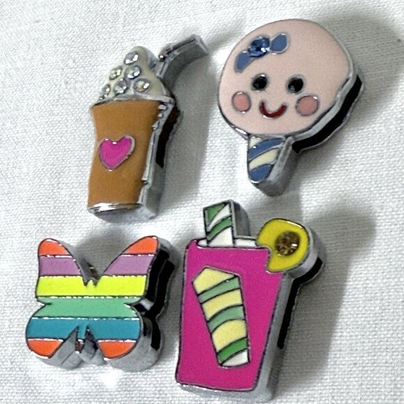 American Jewel Slide Charms Lot of 4 Butterfly Ice Cream - Picture 2 of 3